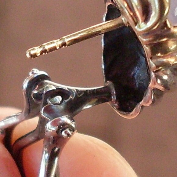 Retired David Yurman Capri Chalcedony Earrings - 14K/925 - Omega Backs - Picture 6 of 8